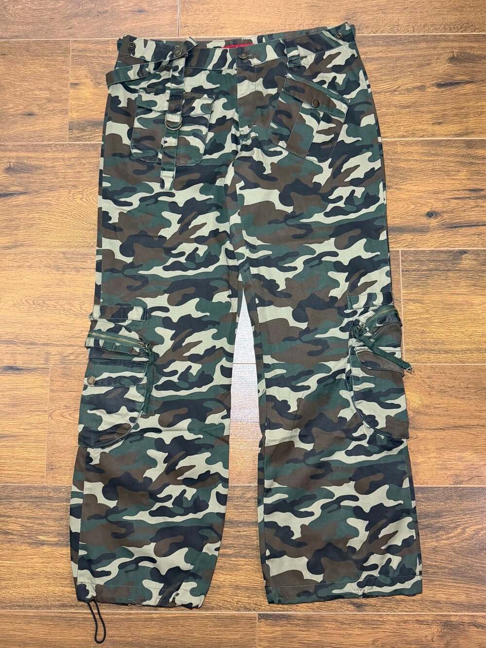 Red Fox Jeans Camouflage Cargo Pants Size L Multi Pocket Army Y2K